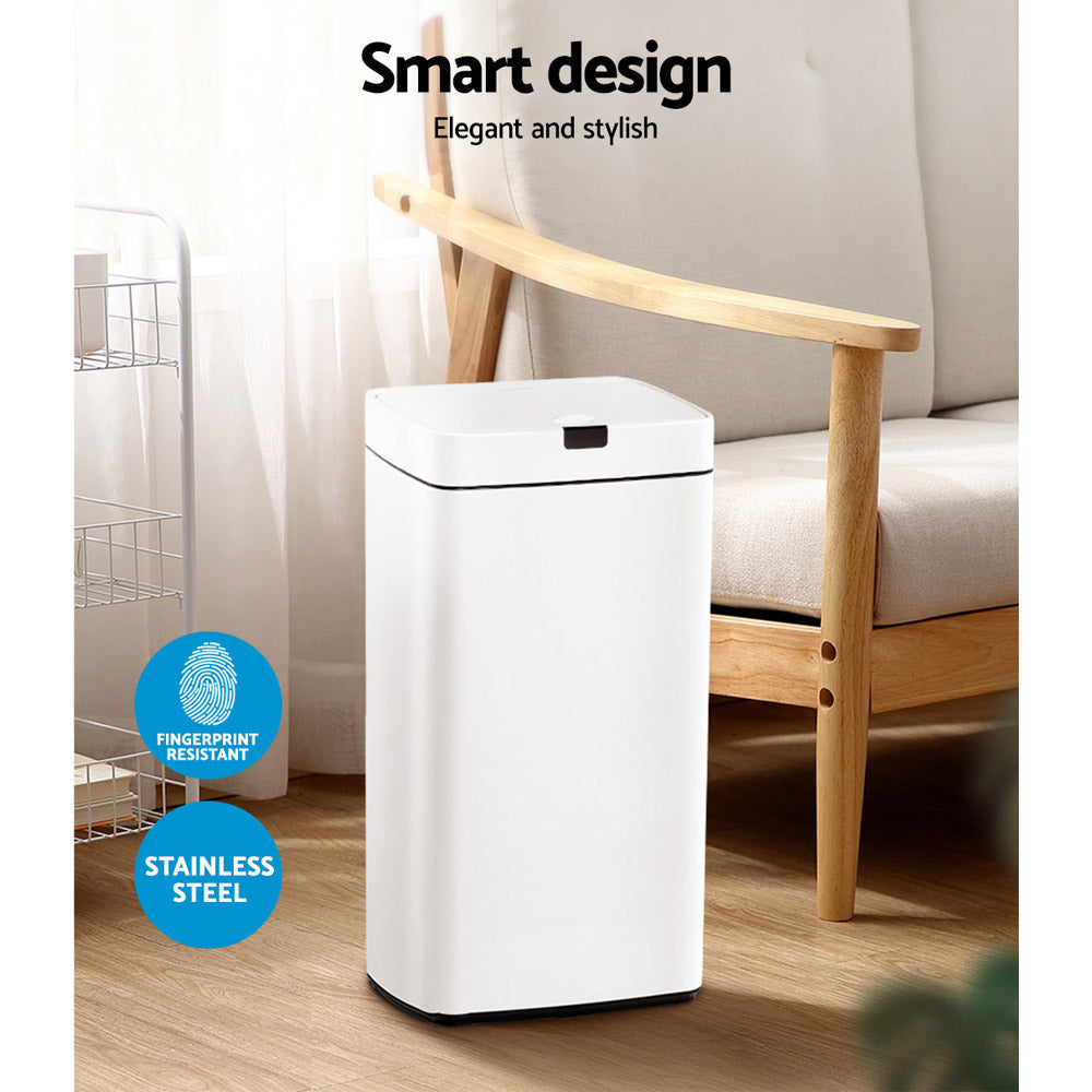 Devanti 45L Motion Sensor Bin Rubbish Automatic White - ShopFrenzy