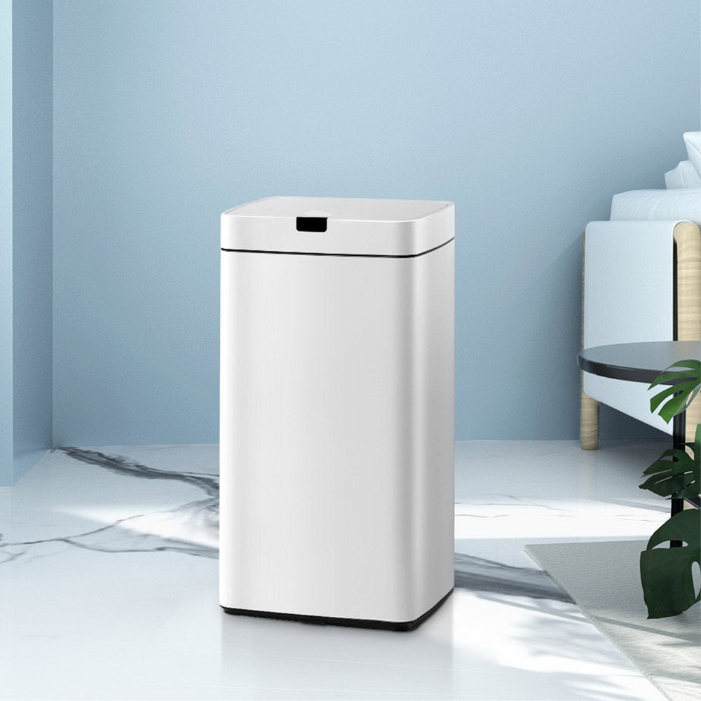 Devanti 45L Motion Sensor Bin Rubbish Automatic White - ShopFrenzy