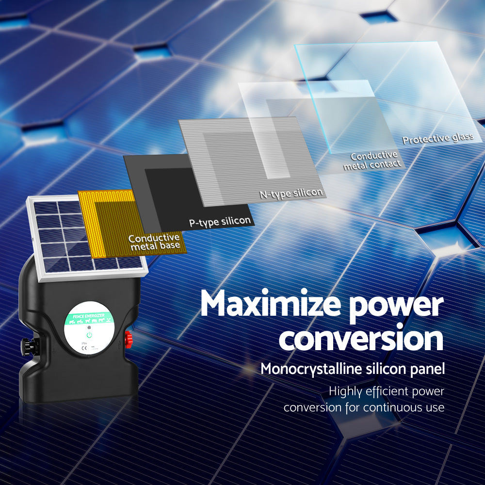 Giantz Fence Energiser 20KM Solar Powered 1.2J Electric - ShopFrenzy