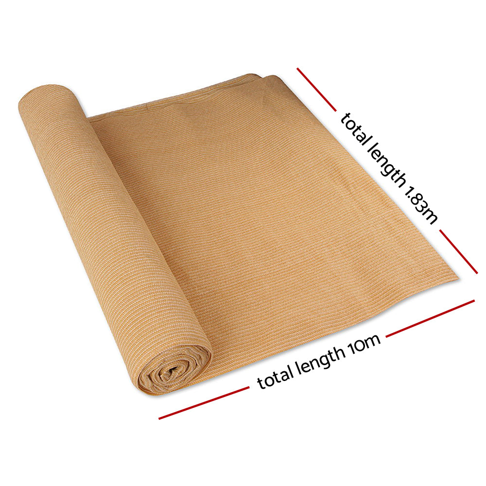Instahut 50% Shade Cloth 1.83x10m Shadecloth Sail Hevy Duty Beige - ShopFrenzy