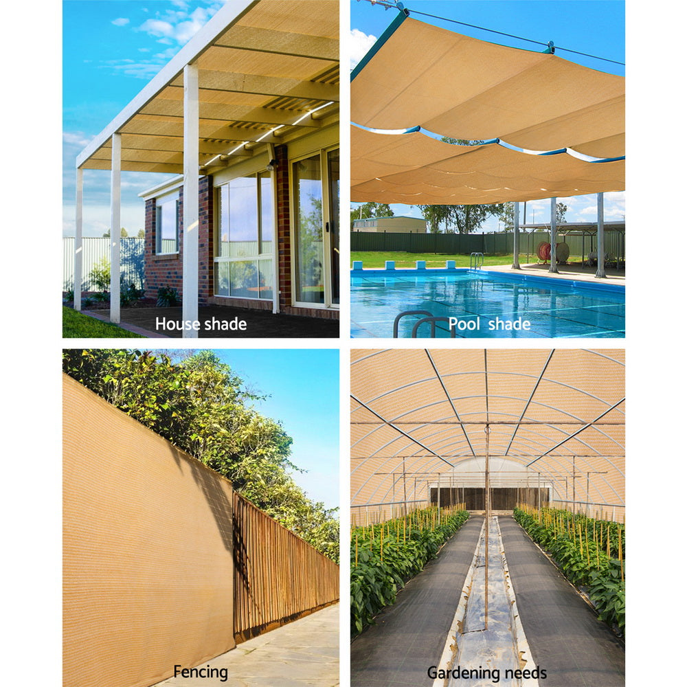 Instahut 50% Shade Cloth 1.83x10m Shadecloth Sail Hevy Duty Beige - ShopFrenzy