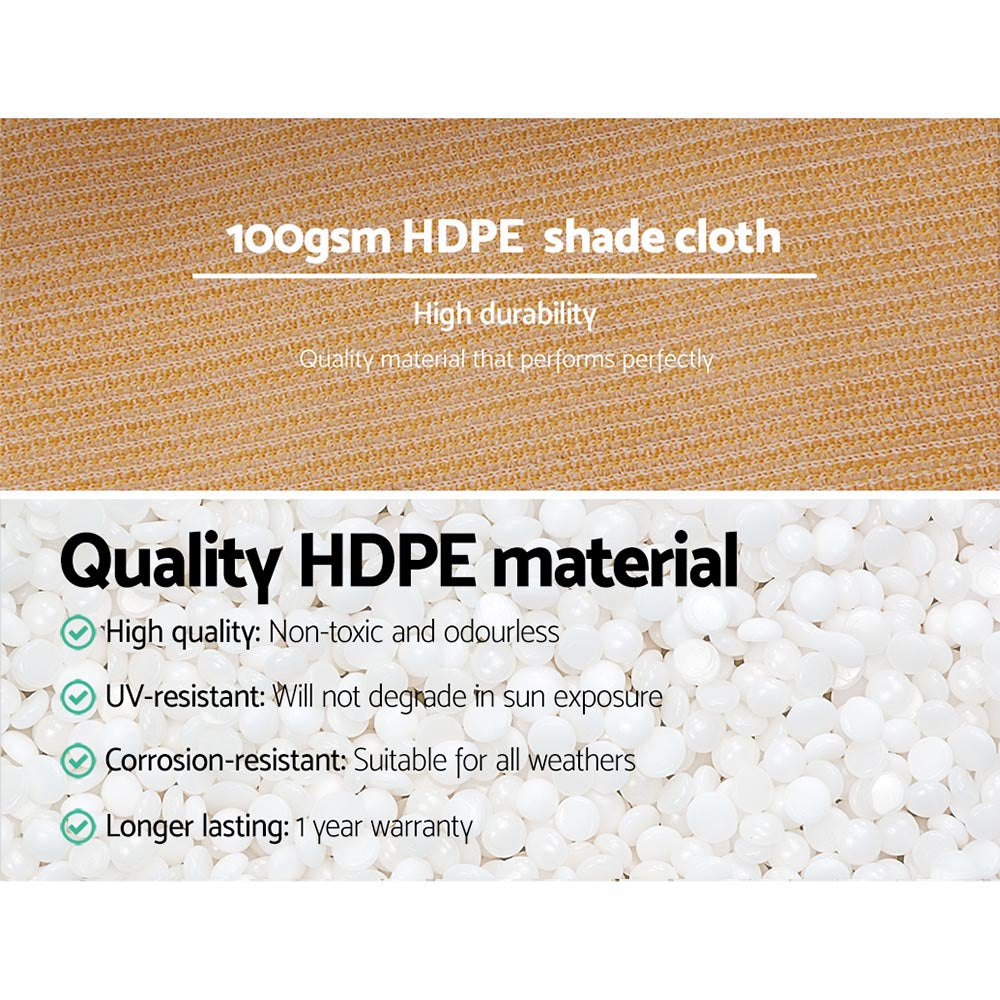 Instahut 50% Shade Cloth 1.83x10m Shadecloth Sail Hevy Duty Beige - ShopFrenzy
