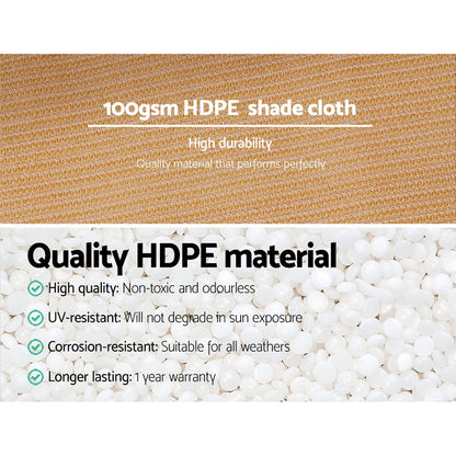 Instahut 50% Shade Cloth 1.83x10m Shadecloth Sail Hevy Duty Beige - ShopFrenzy