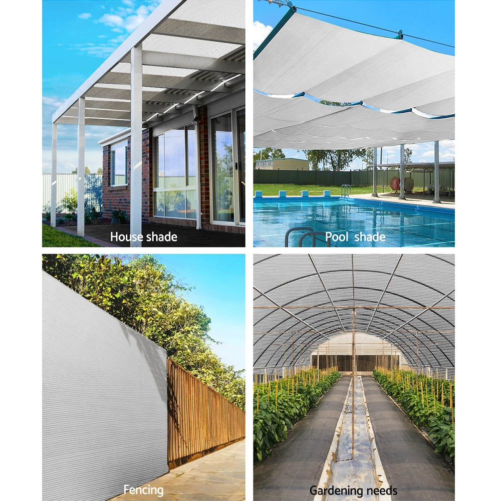 Instahut 50% Shade Cloth 1.83x10m Shadecloth Wide Heavy Duty White - ShopFrenzy