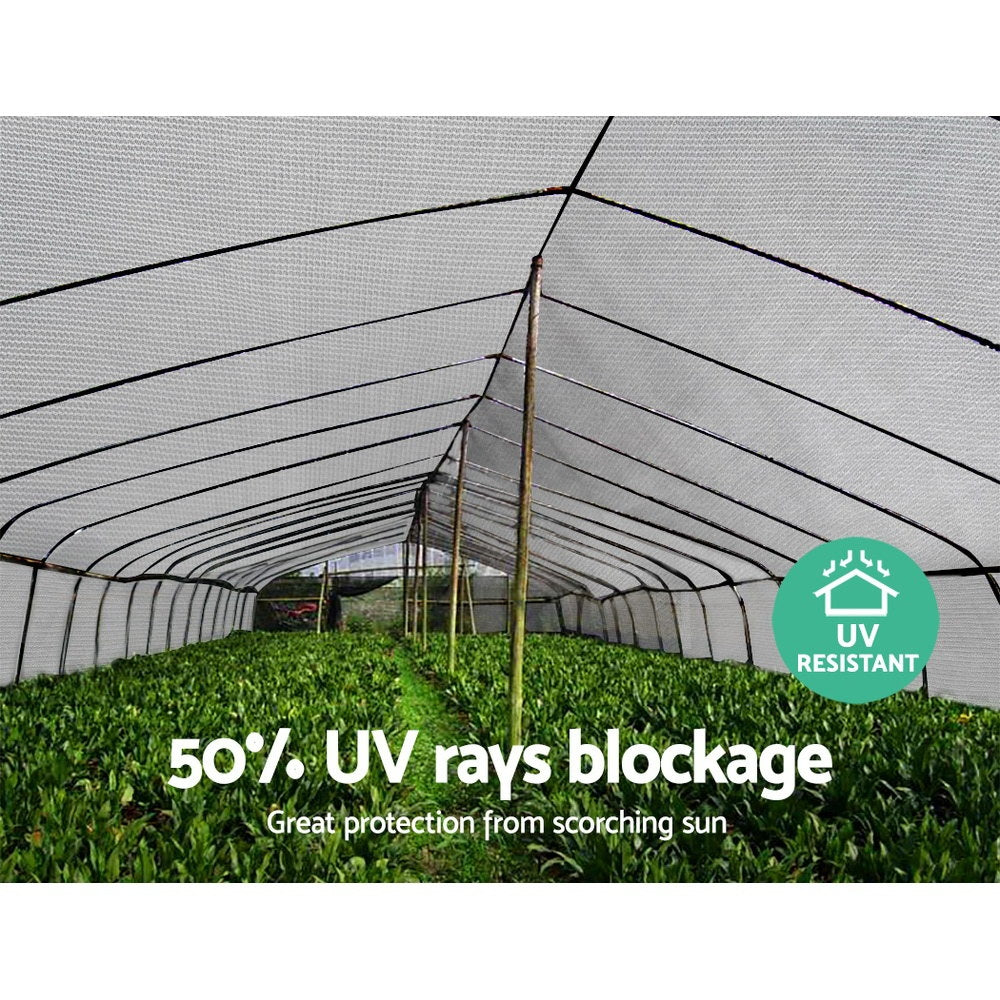 Instahut 50% Shade Cloth 1.83x10m Shadecloth Wide Heavy Duty White - ShopFrenzy