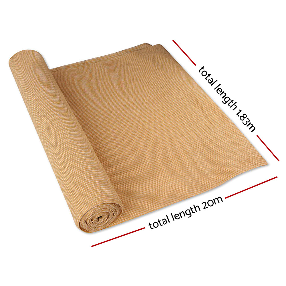 Instahut 50% Shade Cloth 1.83x20m Shadecloth Sail Heavy Duty Beige - ShopFrenzy