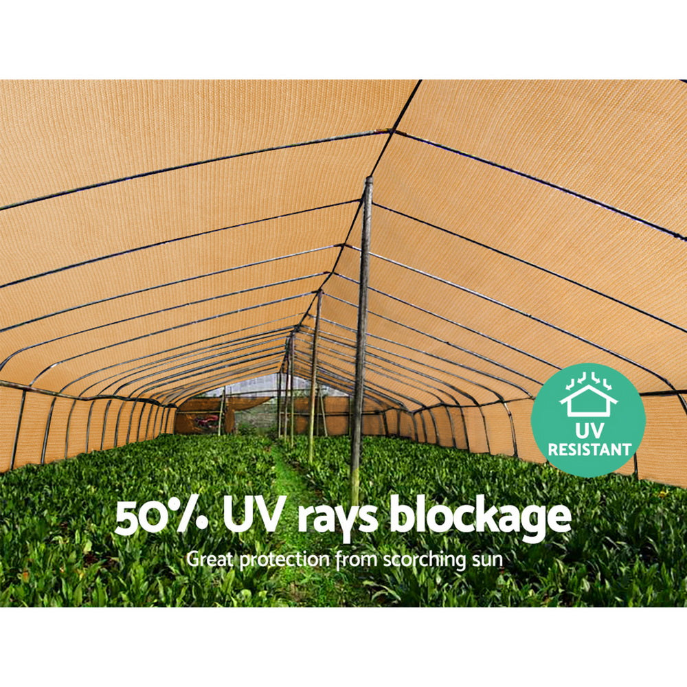 Instahut 50% Shade Cloth 1.83x20m Shadecloth Sail Heavy Duty Beige - ShopFrenzy