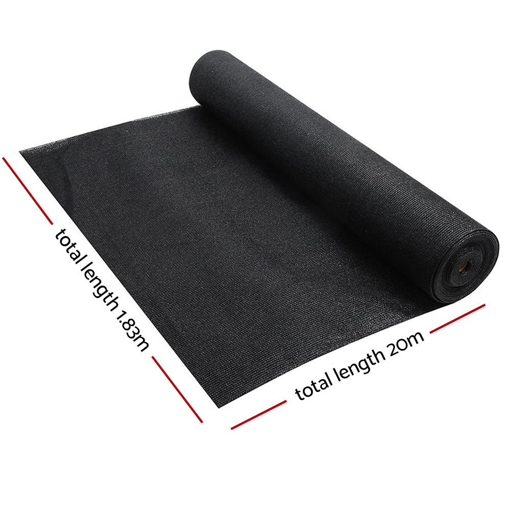 Instahut 50% Shade Cloth 1.83x20m Shade Cloth Sail Heavy Duty Shadecloth Garden Mesh Roll BK - ShopFrenzy