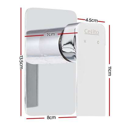 Cefito Shower Mixer Tap Wall Bath Taps Brass Hot Cold Basin Bathroom Chrome - ShopFrenzy