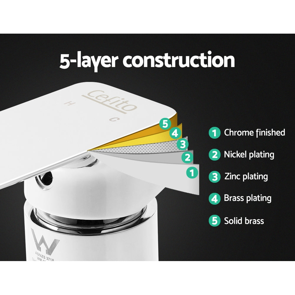 Cefito Shower Mixer Tap Wall Bath Taps Brass Hot Cold Basin Bathroom Chrome - ShopFrenzy