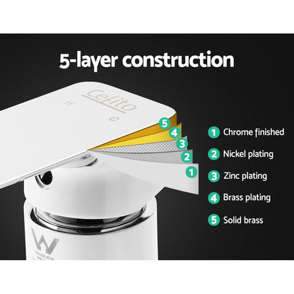 Cefito Shower Mixer Tap Wall Bath Taps Brass Hot Cold Basin Bathroom Chrome - ShopFrenzy