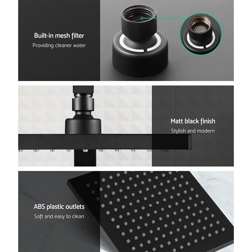 Cefito 8'' Rain Shower Head Set Handheld Square High Pressure Black - ShopFrenzy
