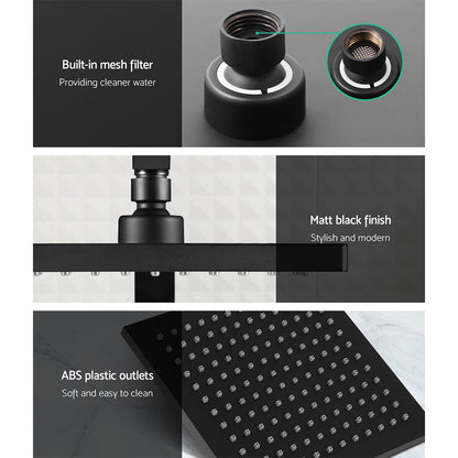 Cefito 8'' Rain Shower Head Set Handheld Square High Pressure Black - ShopFrenzy