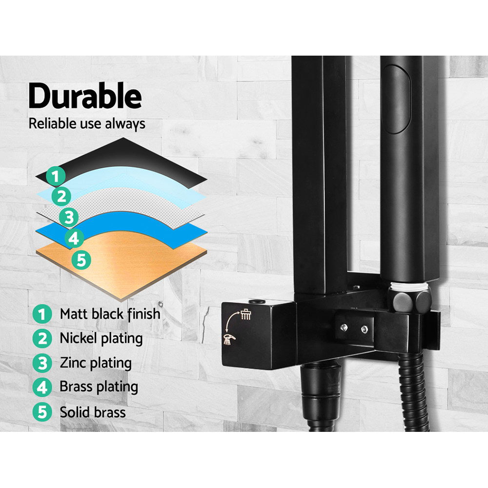 Cefito 8'' Rain Shower Head Set Handheld Square High Pressure Black - ShopFrenzy