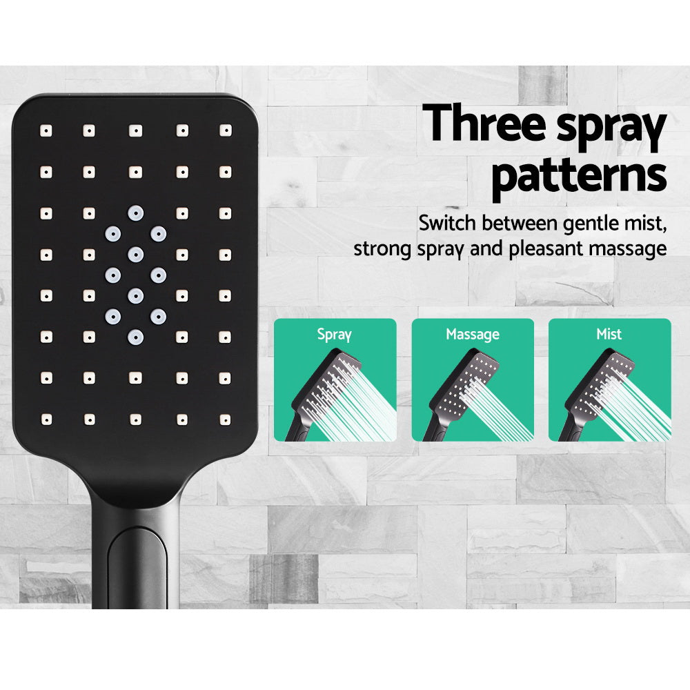 Cefito 8'' Rain Shower Head Set Handheld Square High Pressure Black - ShopFrenzy