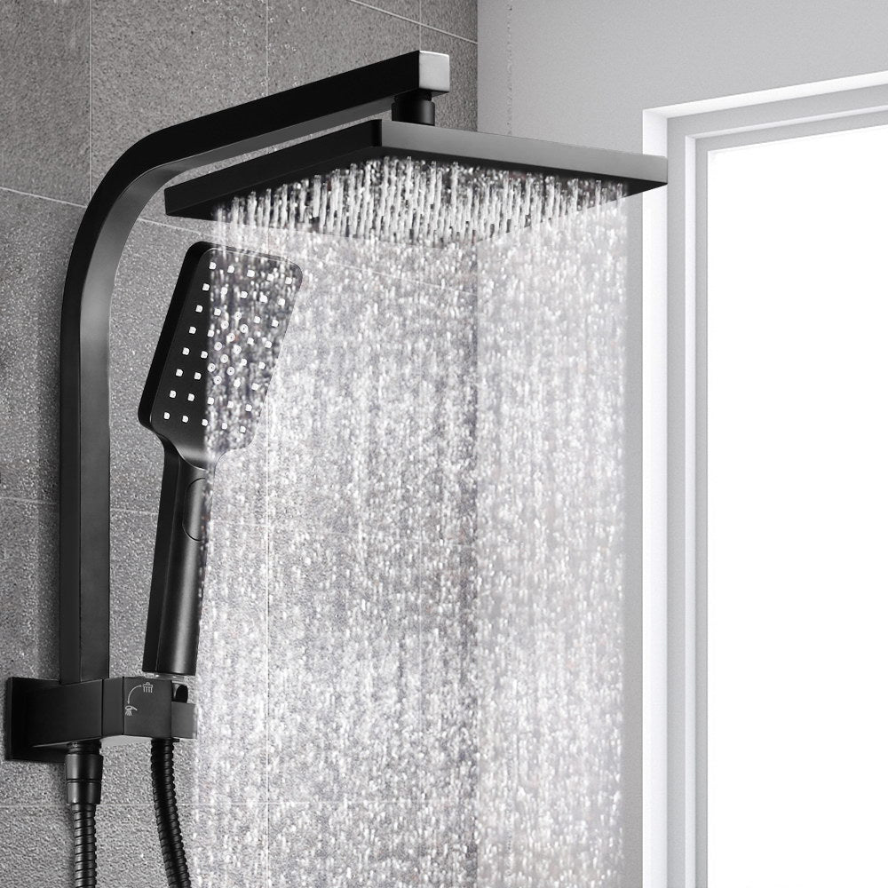 Cefito 8'' Rain Shower Head Set Handheld Square High Pressure Black - ShopFrenzy