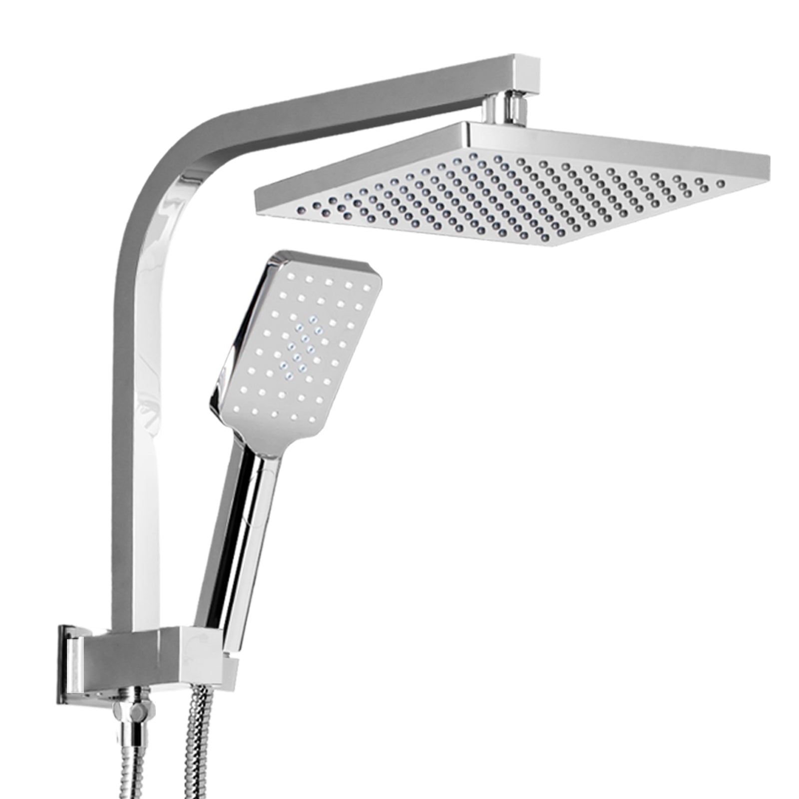 Cefito 8'' Rain Shower Head Set Handheld Square High Pressure Chrome - ShopFrenzy