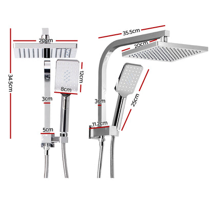 Cefito 8'' Rain Shower Head Set Handheld Square High Pressure Chrome - ShopFrenzy