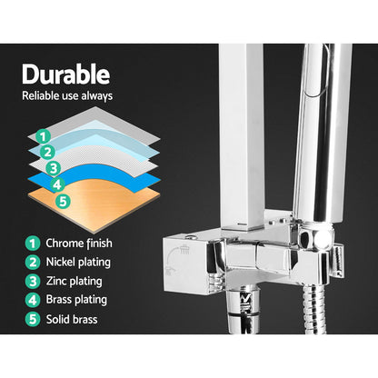 Cefito 8'' Rain Shower Head Set Handheld Square High Pressure Chrome - ShopFrenzy