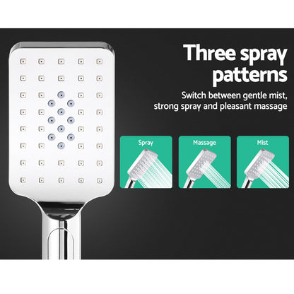 Cefito 8'' Rain Shower Head Set Handheld Square High Pressure Chrome - ShopFrenzy