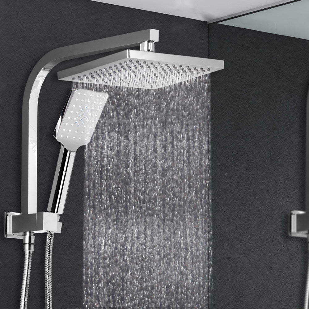 Cefito 8'' Rain Shower Head Set Handheld Square High Pressure Chrome - ShopFrenzy