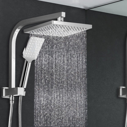 Cefito 8'' Rain Shower Head Set Handheld Square High Pressure Chrome - ShopFrenzy