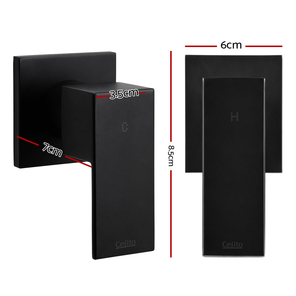 Cefito Shower Twins Tap Wall Bath Taps Brass Hot Cold Basin Bathroom Black - ShopFrenzy