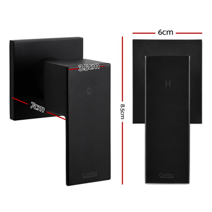 Cefito Shower Twins Tap Wall Bath Taps Brass Hot Cold Basin Bathroom Black - ShopFrenzy