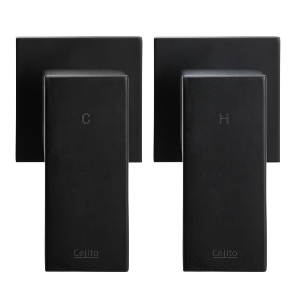Cefito Shower Twins Tap Wall Bath Taps Brass Hot Cold Basin Bathroom Black - ShopFrenzy