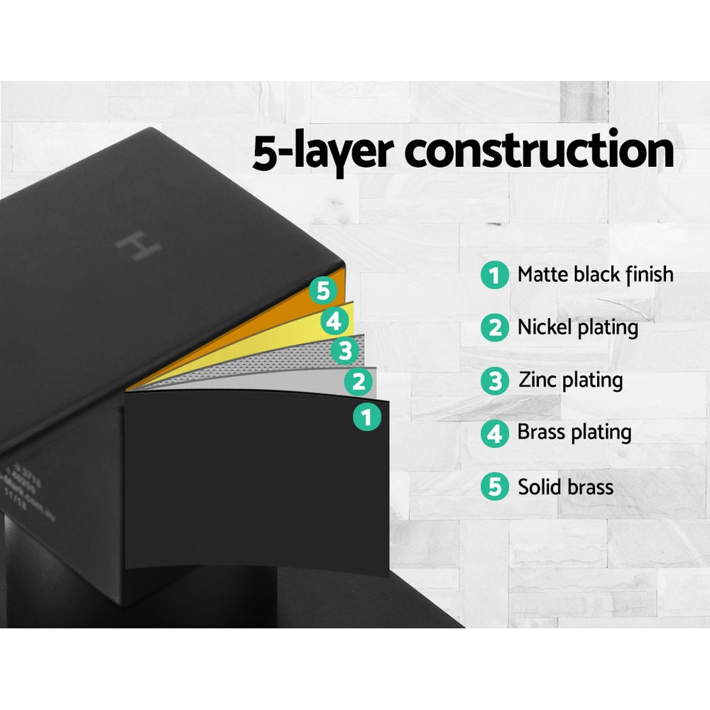 Cefito Shower Twins Tap Wall Bath Taps Brass Hot Cold Basin Bathroom Black - ShopFrenzy