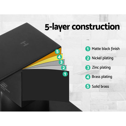 Cefito Shower Twins Tap Wall Bath Taps Brass Hot Cold Basin Bathroom Black - ShopFrenzy