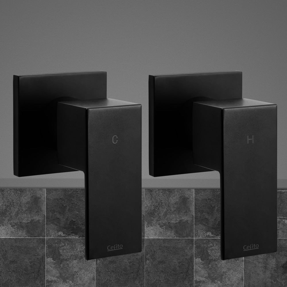 Cefito Shower Twins Tap Wall Bath Taps Brass Hot Cold Basin Bathroom Black - ShopFrenzy