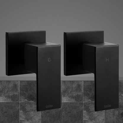 Cefito Shower Twins Tap Wall Bath Taps Brass Hot Cold Basin Bathroom Black - ShopFrenzy