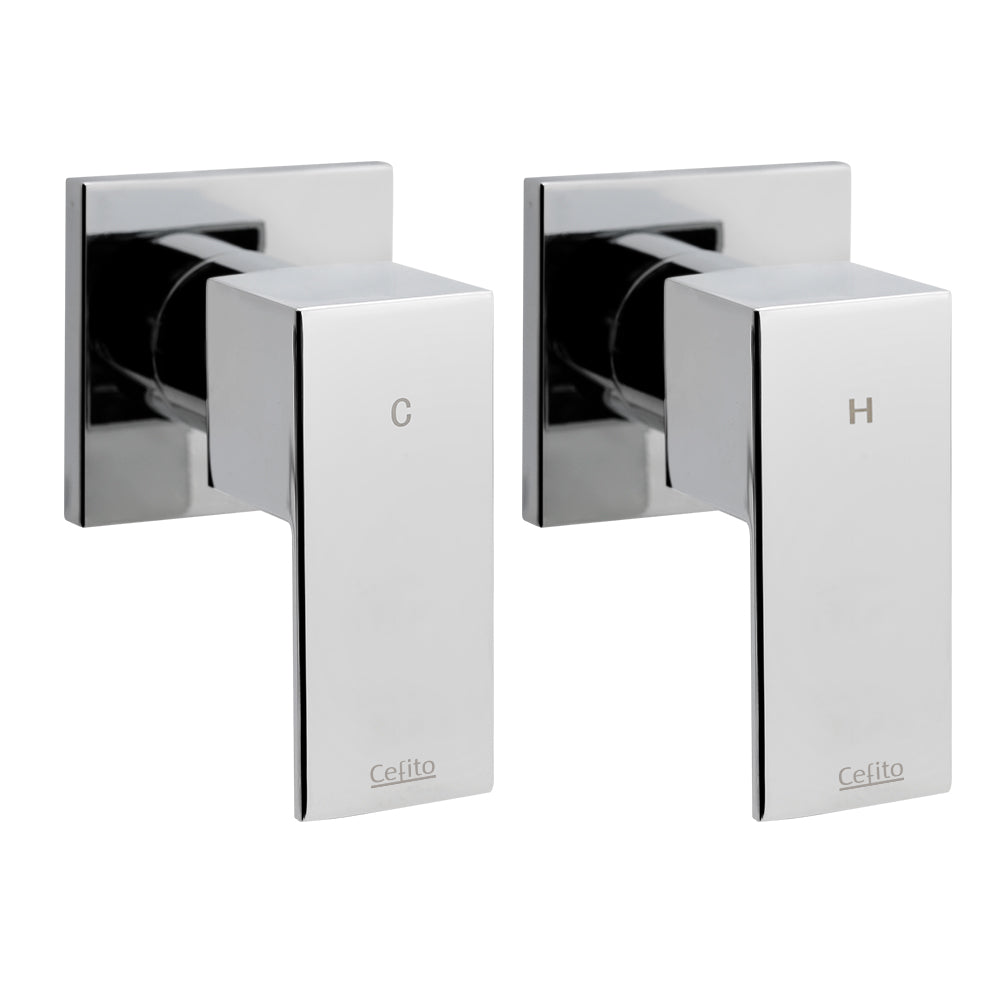 Cefito Shower Twins Tap Wall Bath Taps Brass Hot Cold Basin Bathroom Chrome - ShopFrenzy