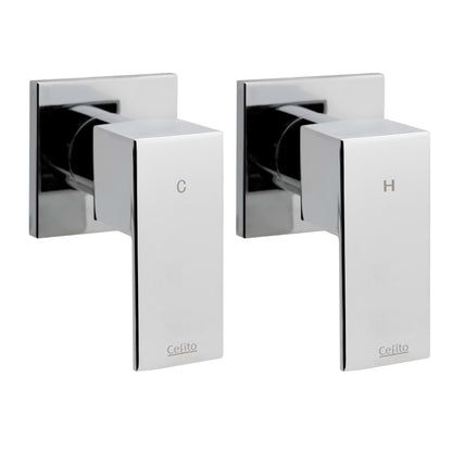 Cefito Shower Twins Tap Wall Bath Taps Brass Hot Cold Basin Bathroom Chrome - ShopFrenzy