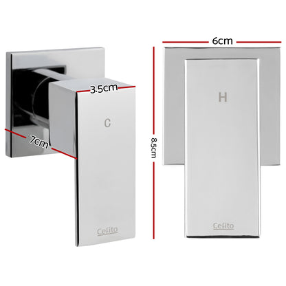 Cefito Shower Twins Tap Wall Bath Taps Brass Hot Cold Basin Bathroom Chrome - ShopFrenzy