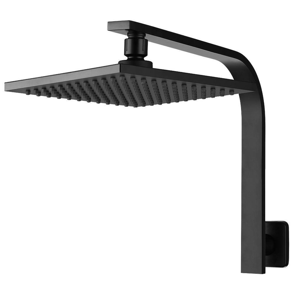 Cefito 8'' Rain Shower Head Wall Arm Square High Pressure Black - ShopFrenzy