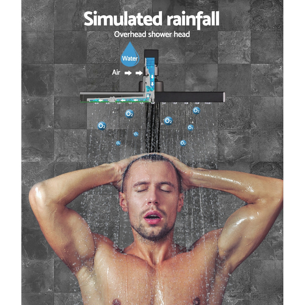 Cefito 8'' Rain Shower Head Wall Arm Square High Pressure Black - ShopFrenzy