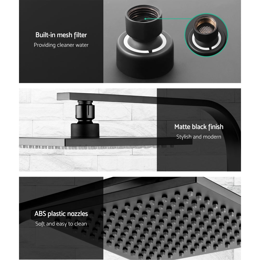 Cefito 8'' Rain Shower Head Wall Arm Square High Pressure Black - ShopFrenzy
