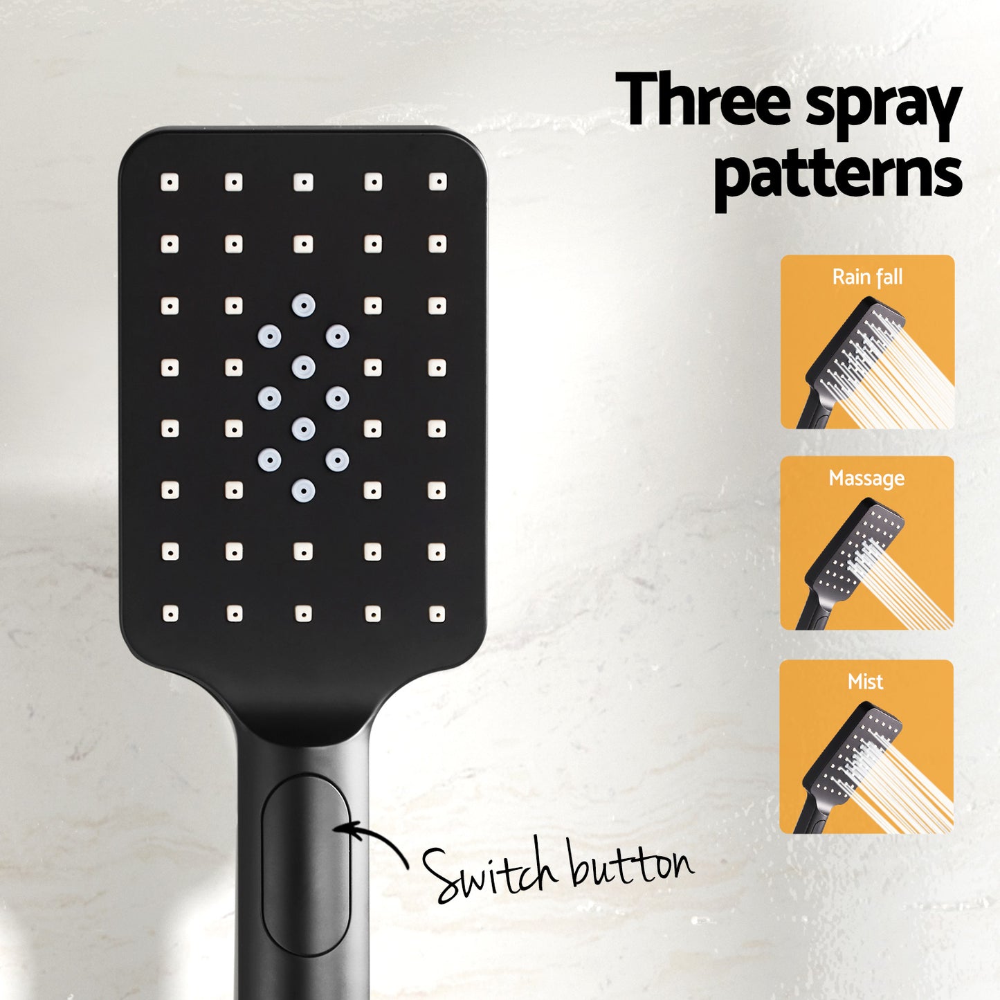 Handheld Shower Head Holder 3.1'' High Pressure Black - ShopFrenzy