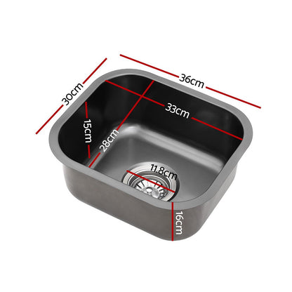Cefito Kitchen Sink 30X36CM Stainless Steel Nano Basin Single Bowl Black - ShopFrenzy