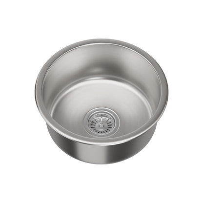 Cefito Kitchen Sink 43cm Round Stainless Steel Basin Single Bowl Silver - ShopFrenzy