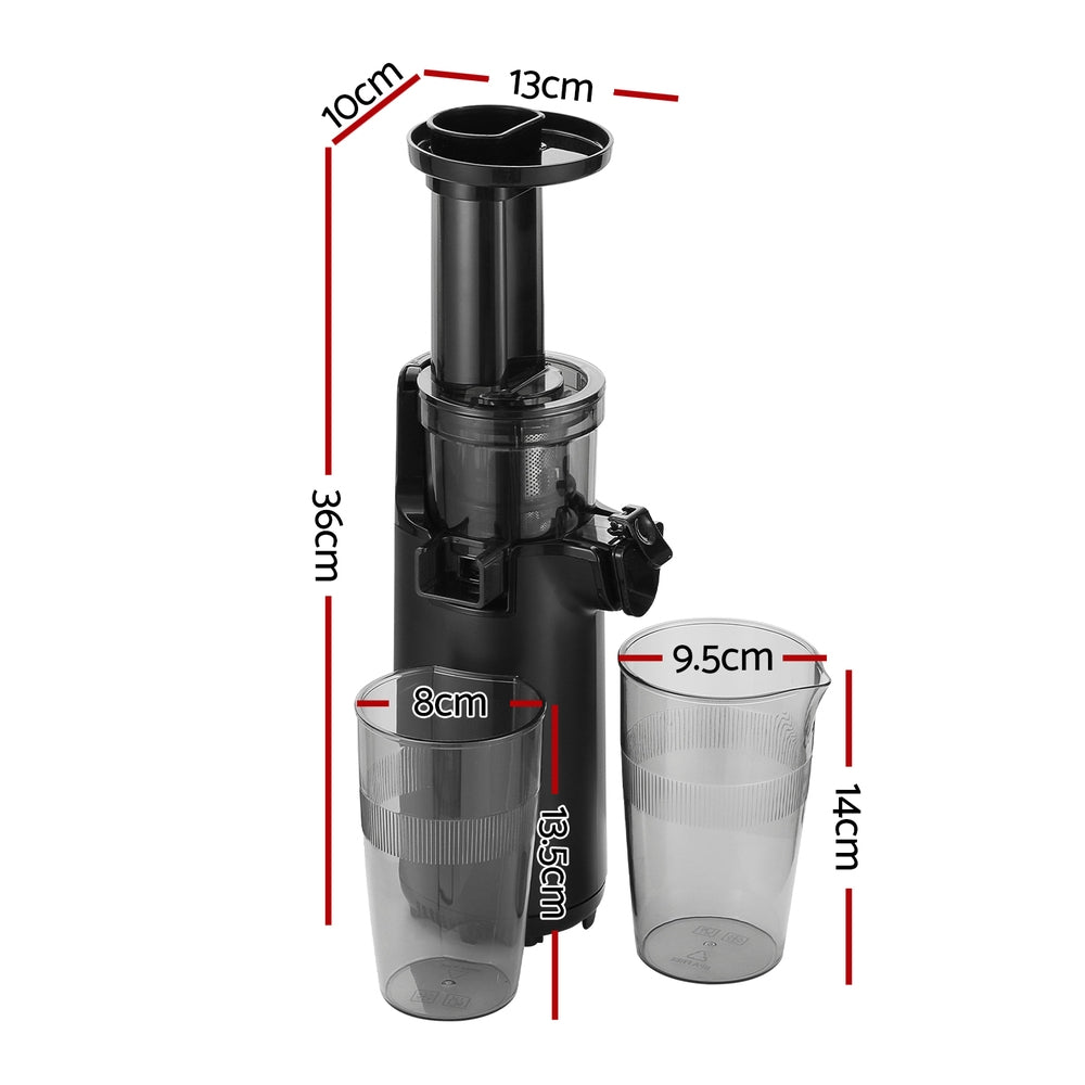 Devanti Slow Juicer Cold Press Fruit Juice Extractor 130W Black - ShopFrenzy