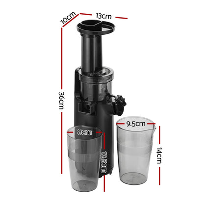Devanti Slow Juicer Cold Press Fruit Juice Extractor 130W Black - ShopFrenzy