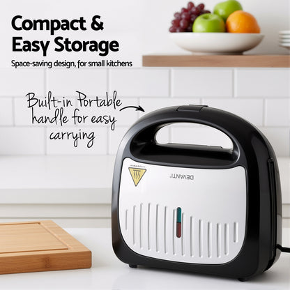 Devanti 3-in-1 Sandwich Press Waffle Maker Panini Press Grill 850W