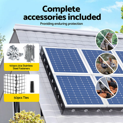 Gardeon 20cm x 30M Solar Panel Bird Guard Mesh Critter Guard Roll Kit with Rust-Proof PVC Coating
