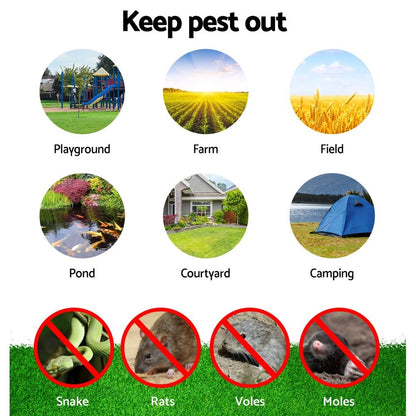 10X Solar LED Snake Repeller Multi Pulse Plus Ultrasonic Pest Rodent Repellent - ShopFrenzy