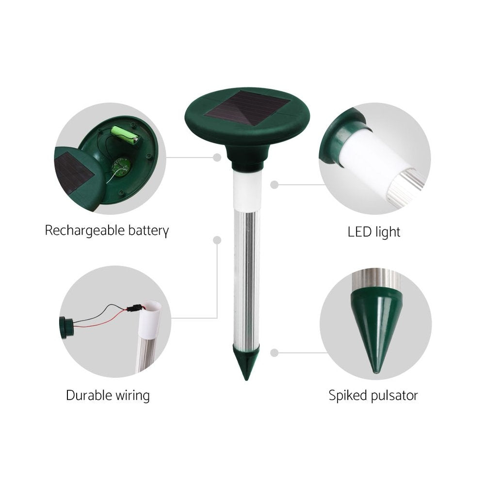 Gardeon 4X Solar LED Snake Repeller Pulse Plus Ultrasonic Pest Rodent Repellent - ShopFrenzy