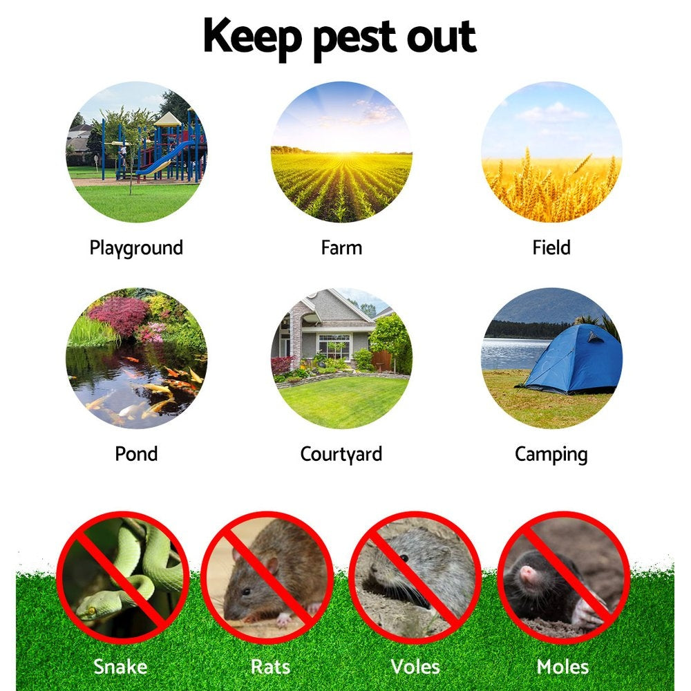 Gardeon 4X Solar LED Snake Repeller Pulse Plus Ultrasonic Pest Rodent Repellent - ShopFrenzy