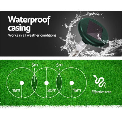 Gardeon 6X LED Solar Snake Repeller Pulse Plus Ultrasonic Pest Rodent Repellent - ShopFrenzy